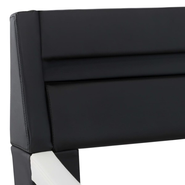 Estructura cama con LED cuero sintético negro blanco 160x200 cm Estructura cama con LED cuero sintético negro blanco 160x200 cm