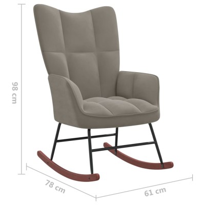 Silla mecedora de terciopelo gris claro