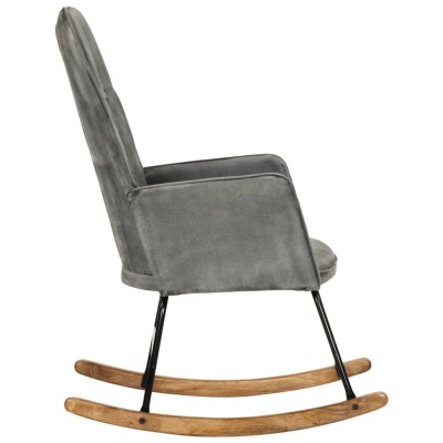 Silla mecedora de lona vintage gris