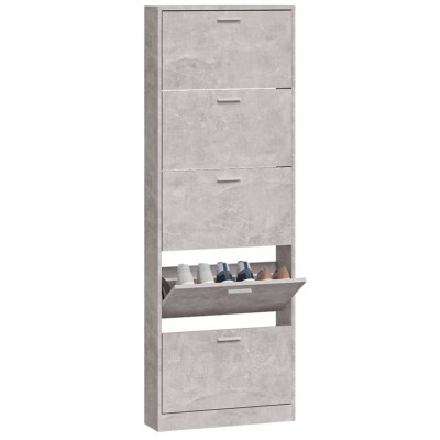 Mueble zapatero madera contrachapada gris hormigón 59x17x169 cm Mueble zapatero madera contrachapada gris hormigón 59x17x169 cm