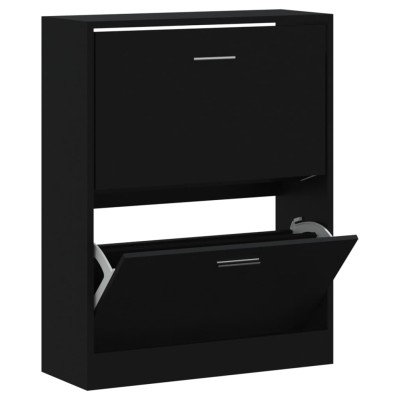 Mueble zapatero madera contrachapada negro 63x24x81 cm Mueble zapatero madera contrachapada negro 63x24x81 cm