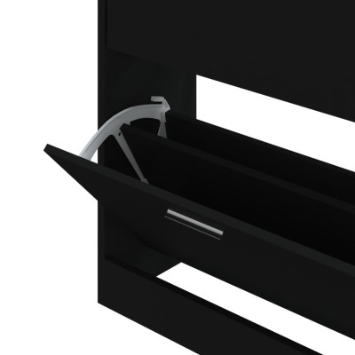Mueble zapatero madera contrachapada negro 63x24x81 cm Mueble zapatero madera contrachapada negro 63x24x81 cm