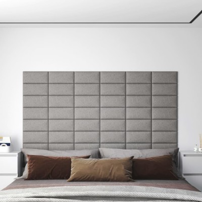 Paneles de pared 12 uds tela gris claro 30x15 cm 0,54 m² Paneles de pared 12 uds tela gris claro 30x15 cm 0,54 m²