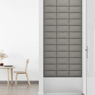 Paneles de pared 12 uds tela gris claro 30x15 cm 0,54 m² Paneles de pared 12 uds tela gris claro 30x15 cm 0,54 m²