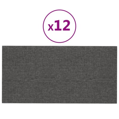 Paneles de pared 12 uds tela gris oscuro 60x30 cm 2,16 m² Paneles de pared 12 uds tela gris oscuro 60x30 cm 2,16 m²