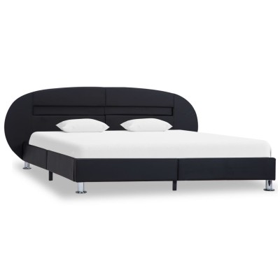 Estructura cama con luces LED cuero sintético negro 120x200 cm Estructura cama con luces LED cuero sintético negro 120x200 cm