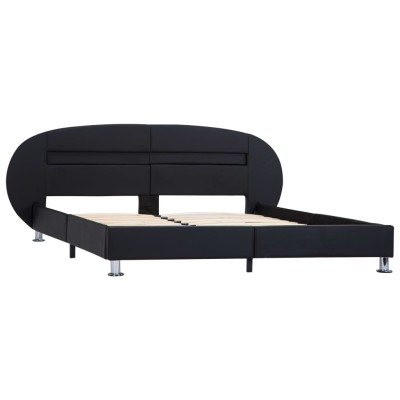 Estructura cama con luces LED cuero sintético negro 120x200 cm Estructura cama con luces LED cuero sintético negro 120x200 cm
