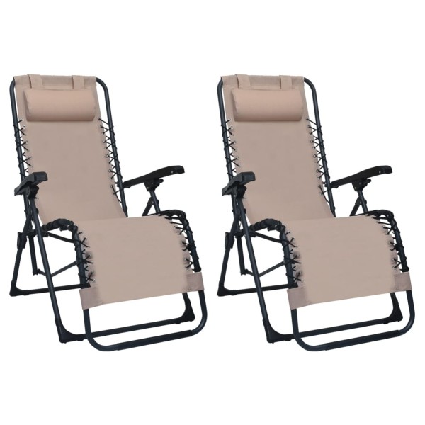 Sillas plegables 2 unidades textilene gris taupe Sillas plegables 2 unidades textilene gris taupe