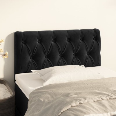 Cabecero de terciopelo negro 80x7x78/88 cm Cabecero de terciopelo negro 80x7x78/88 cm