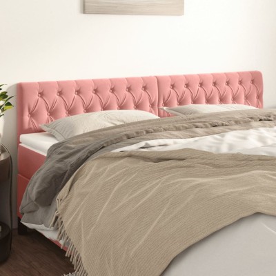 Cabeceros 2 unidades de terciopelo rosa 100x7x78/88 cm Cabeceros 2 unidades de terciopelo rosa 100x7x78/88 cm