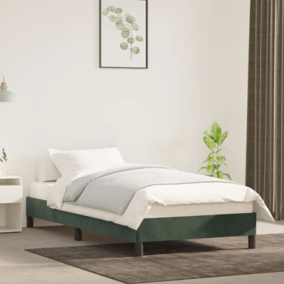 Estructura de cama de terciopelo verde 90x190 cm Estructura de cama de terciopelo verde 90x190 cm
