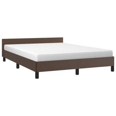Estructura de cama cabecero cuero sintético marrón 140x200 cm Estructura de cama cabecero cuero sintético marrón 140x200 cm