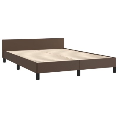 Estructura de cama cabecero cuero sintético marrón 140x200 cm Estructura de cama cabecero cuero sintético marrón 140x200 cm