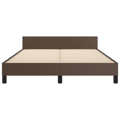 Estructura de cama cabecero cuero sintético marrón 140x200 cm Estructura de cama cabecero cuero sintético marrón 140x200 cm