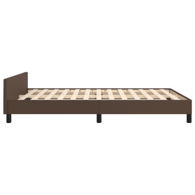 Estructura de cama cabecero cuero sintético marrón 140x200 cm Estructura de cama cabecero cuero sintético marrón 140x200 cm