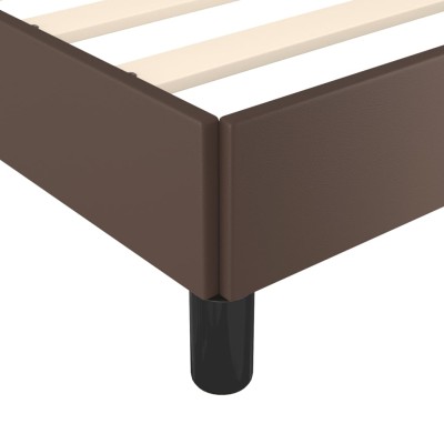 Estructura de cama cabecero cuero sintético marrón 140x200 cm Estructura de cama cabecero cuero sintético marrón 140x200 cm