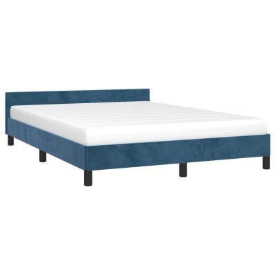Estructura cama con cabecero terciopelo azul oscuro 140x190 cm Estructura cama con cabecero terciopelo azul oscuro 140x190 cm