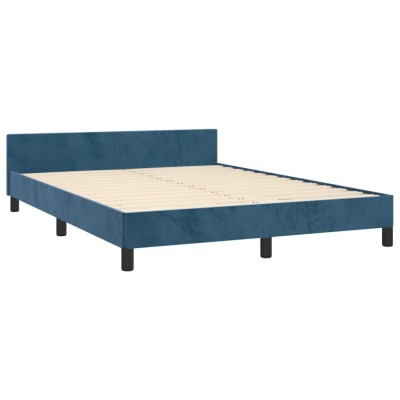 Estructura cama con cabecero terciopelo azul oscuro 140x190 cm Estructura cama con cabecero terciopelo azul oscuro 140x190 cm