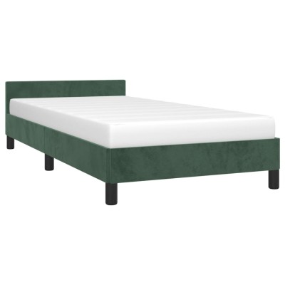 Estructura cama con cabecero terciopelo verde oscuro 90x200 cm Estructura cama con cabecero terciopelo verde oscuro 90x200 cm