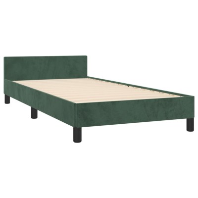 Estructura cama con cabecero terciopelo verde oscuro 90x200 cm Estructura cama con cabecero terciopelo verde oscuro 90x200 cm