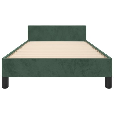 Estructura cama con cabecero terciopelo verde oscuro 90x200 cm Estructura cama con cabecero terciopelo verde oscuro 90x200 cm