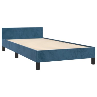 Estructura cama con cabecero terciopelo azul oscuro 100x200 cm Estructura cama con cabecero terciopelo azul oscuro 100x200 cm