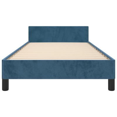 Estructura cama con cabecero terciopelo azul oscuro 100x200 cm Estructura cama con cabecero terciopelo azul oscuro 100x200 cm