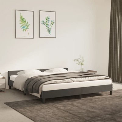 Estructura cama con cabecero terciopelo gris oscuro 180x200 cm Estructura cama con cabecero terciopelo gris oscuro 180x200 cm