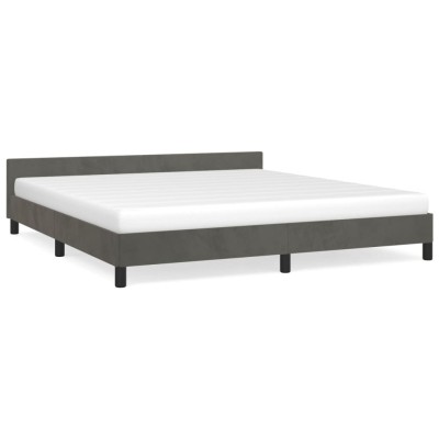 Estructura cama con cabecero terciopelo gris oscuro 180x200 cm Estructura cama con cabecero terciopelo gris oscuro 180x200 cm