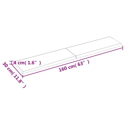 Estante de pared madera maciza roble sin tratar 160x30x(2-4) cm Estante de pared madera maciza roble sin tratar 160x30x(2-4) cm