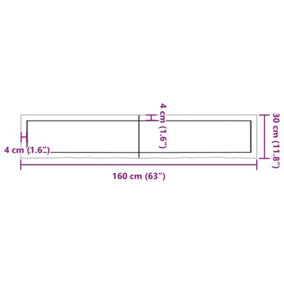 Estante de pared madera maciza roble sin tratar 160x30x(2-4) cm Estante de pared madera maciza roble sin tratar 160x30x(2-4) cm