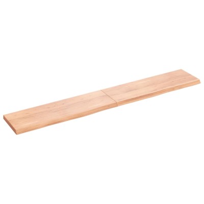 Estante pared madera roble tratada marrón claro 180x30x(2-4) cm Estante pared madera roble tratada marrón claro 180x30x(2-4) cm