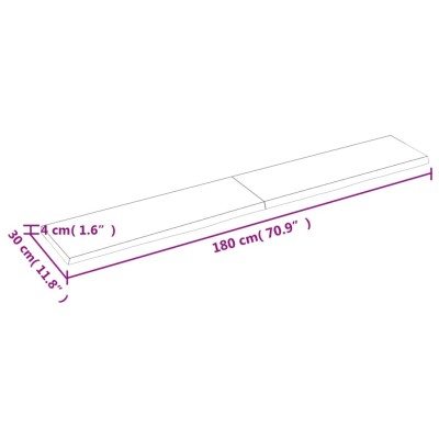Estante pared madera roble tratada marrón claro 180x30x(2-4) cm Estante pared madera roble tratada marrón claro 180x30x(2-4) cm
