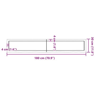 Estante pared madera roble tratada marrón claro 180x30x(2-4) cm Estante pared madera roble tratada marrón claro 180x30x(2-4) cm