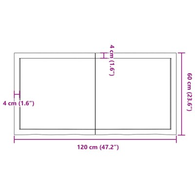 Estante pared madera roble tratada marrón oscuro 120x60x(2-6)cm Estante pared madera roble tratada marrón oscuro 120x60x(2-6)cm