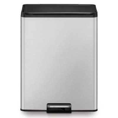EKO Cubo de basura de pedal Essential 2x20 L plateado mate EKO Cubo de basura de pedal Essential 2x20 L plateado mate