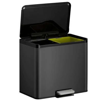 EKO Cubo de basura de pedal Essential 2x15 L negro EKO Cubo de basura de pedal Essential 2x15 L negro