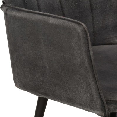 Sillón orejero con reposapiés lona negro vintage Sillón orejero con reposapiés lona negro vintage
