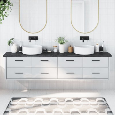 Encimera de baño madera tratada marrón oscuro 220x40x(2-4) cm Encimera de baño madera tratada marrón oscuro 220x40x(2-4) cm