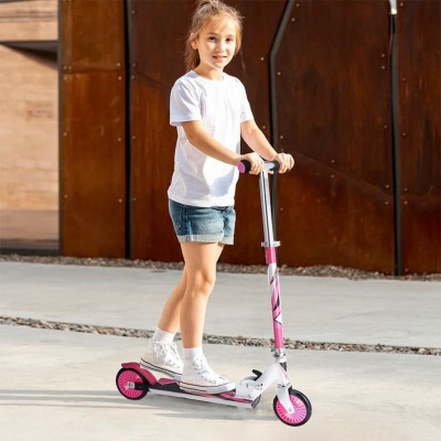 XQ Max Patinete plegable con freno de pie rosa y blanco XQ Max Patinete plegable con freno de pie rosa y blanco