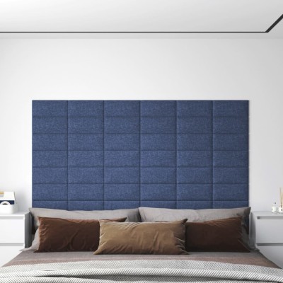 Paneles de pared 12 uds tela azul 30x15 cm 0,54 m² Paneles de pared 12 uds tela azul 30x15 cm 0,54 m²