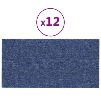 Paneles de pared 12 uds tela azul 30x15 cm 0,54 m² Paneles de pared 12 uds tela azul 30x15 cm 0,54 m²