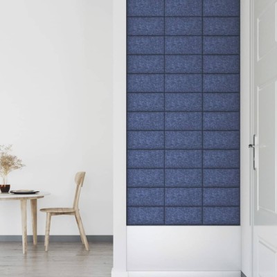 Paneles de pared 12 uds tela azul 30x15 cm 0,54 m² Paneles de pared 12 uds tela azul 30x15 cm 0,54 m²