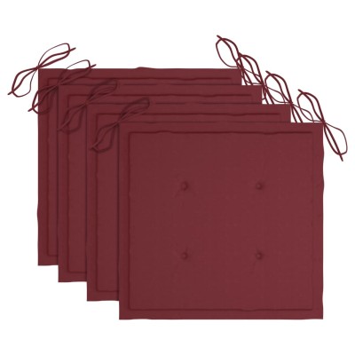 Sillas de jardín 4 uds con cojines rojo tinto madera de teca Sillas de jardín 4 uds con cojines rojo tinto madera de teca