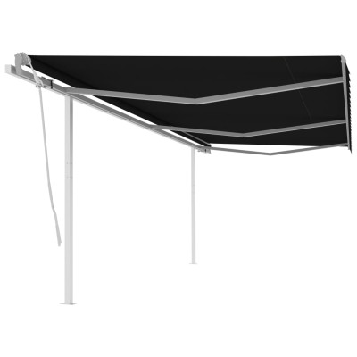Toldo retráctil manual con postes gris antracita 6x3 m Toldo retráctil manual con postes gris antracita 6x3 m