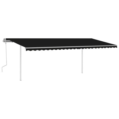 Toldo retráctil manual con postes gris antracita 6x3 m Toldo retráctil manual con postes gris antracita 6x3 m