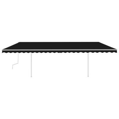 Toldo retráctil manual con postes gris antracita 6x3 m Toldo retráctil manual con postes gris antracita 6x3 m