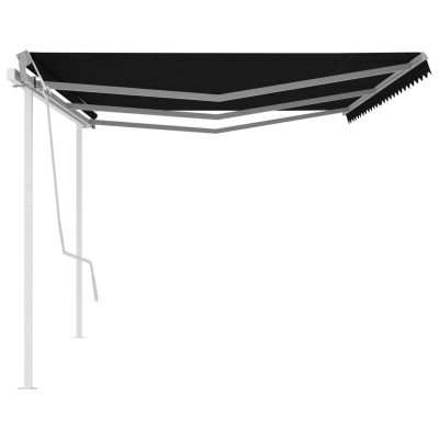 Toldo retráctil manual con postes gris antracita 6x3 m Toldo retráctil manual con postes gris antracita 6x3 m