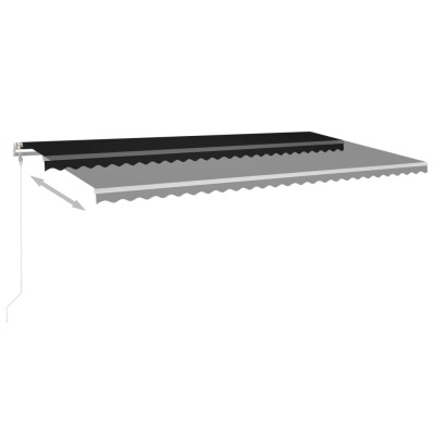 Toldo retráctil manual con postes gris antracita 6x3 m Toldo retráctil manual con postes gris antracita 6x3 m