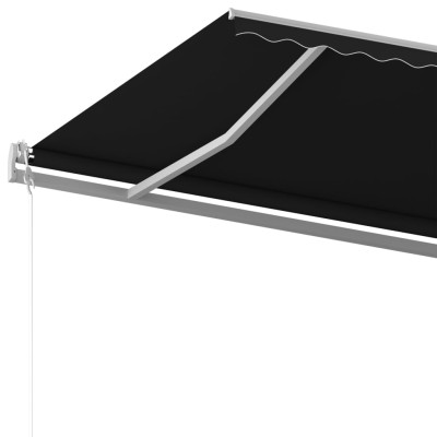 Toldo retráctil manual con postes gris antracita 6x3 m Toldo retráctil manual con postes gris antracita 6x3 m